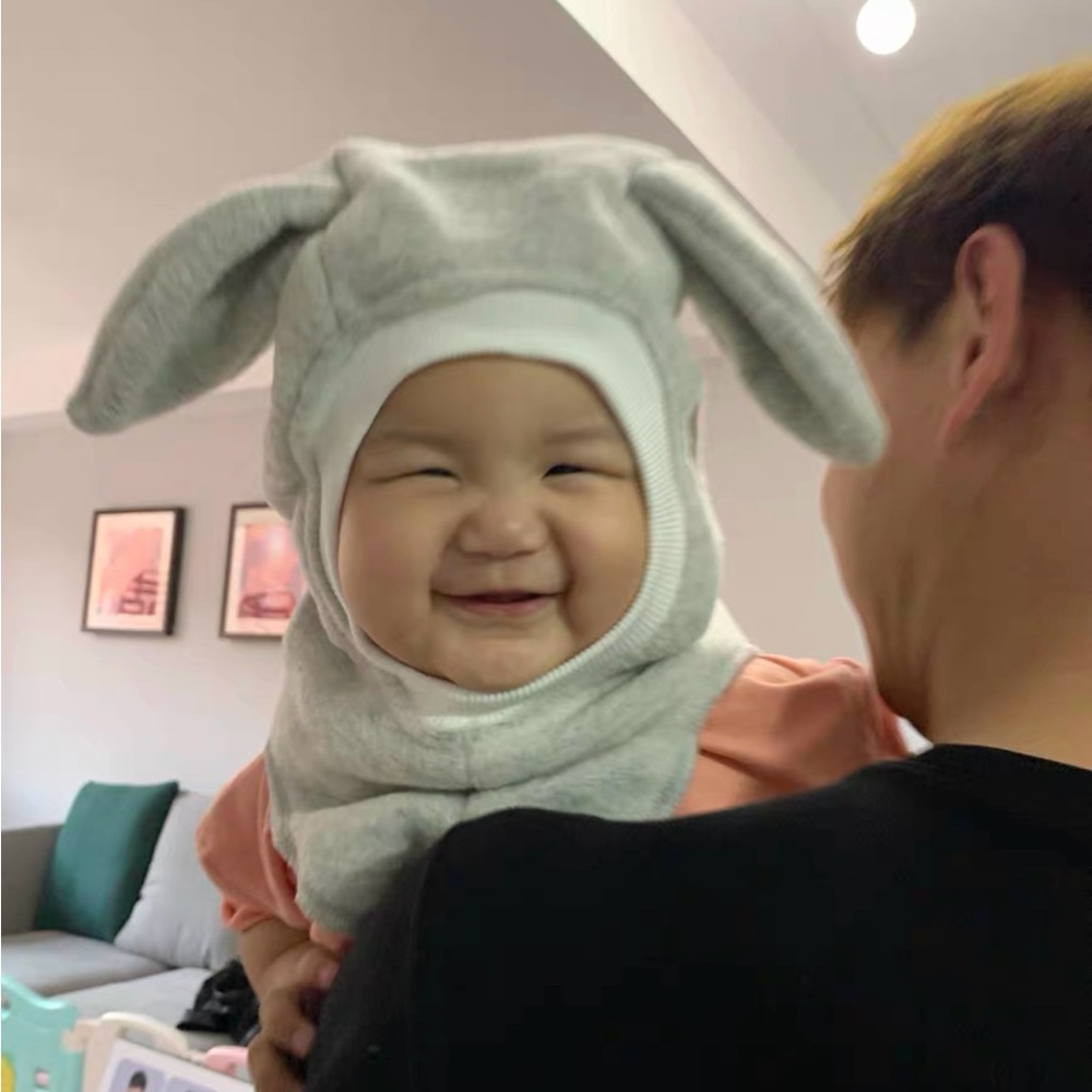 Gray Bunny Ear Baby Hat